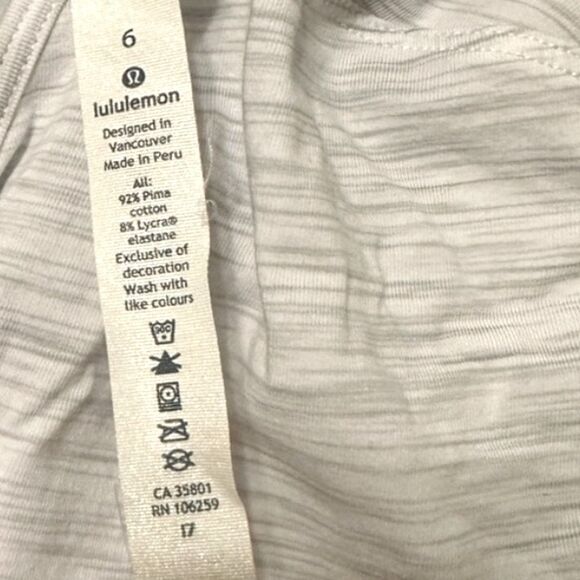 EUC Lululemon Back Into It Long Sleeve Open Strappy Back White Grey S/M Size 6 - Picture 12 of 16